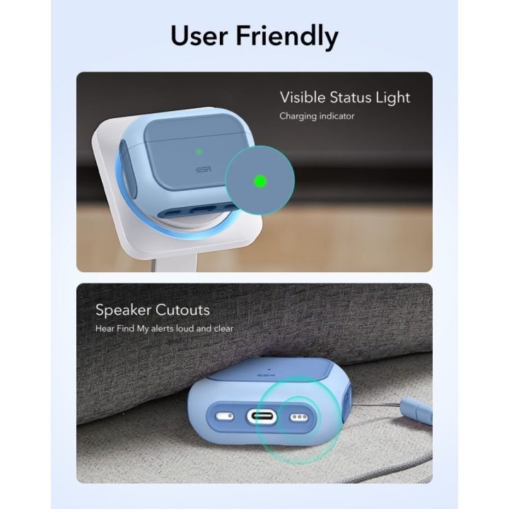 Dėklas MagSafe AirPods Pro ESR Orbit Halolock – patikimai apsaugai ir belaidžiam įkrovimui.