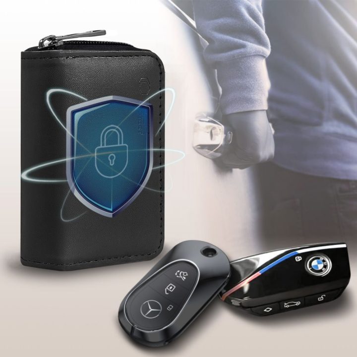 Automobilio raktų dėklas su RFID blokuote juodas