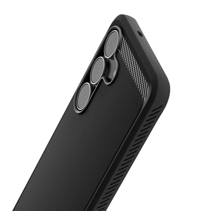 Samsung Galaxy S25 FE dėklas matinio juodos spalvos su apsauga Spigen