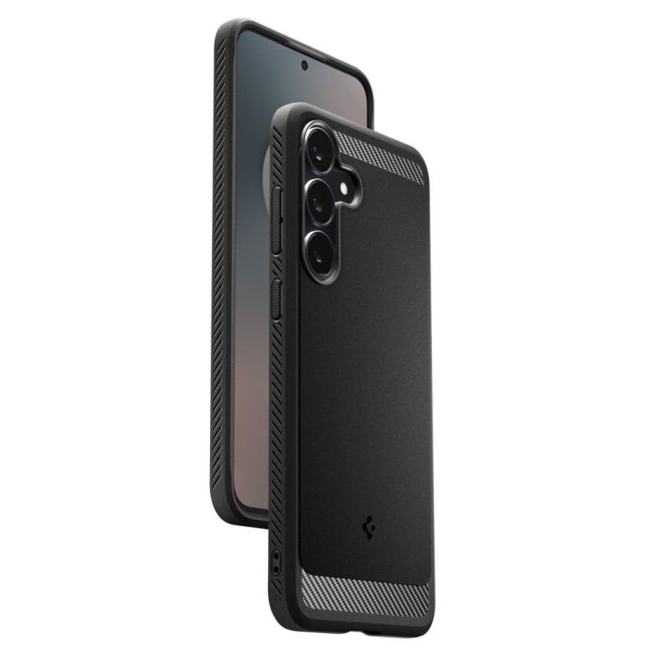 Samsung Galaxy S25 FE dėklas matinio juodos spalvos su apsauga Spigen