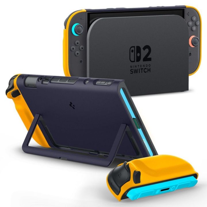 Dėklas tamsiai mėlynas Nintendo Switch 2 Spigen Nano Pop – patikimai apsaugai ir žaidimų patogumui.