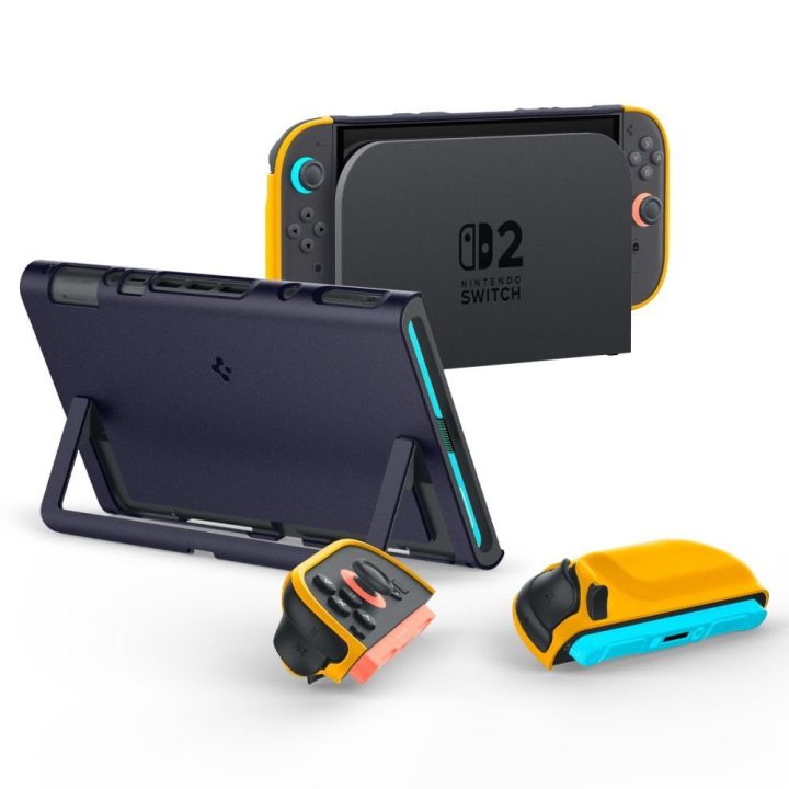 Dėklas tamsiai mėlynas Nintendo Switch 2 Spigen Nano Pop – patikimai apsaugai ir žaidimų patogumui.