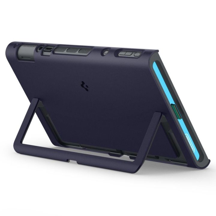 Dėklas tamsiai mėlynas Nintendo Switch 2 Spigen Nano Pop – patikimai apsaugai ir žaidimų patogumui.
