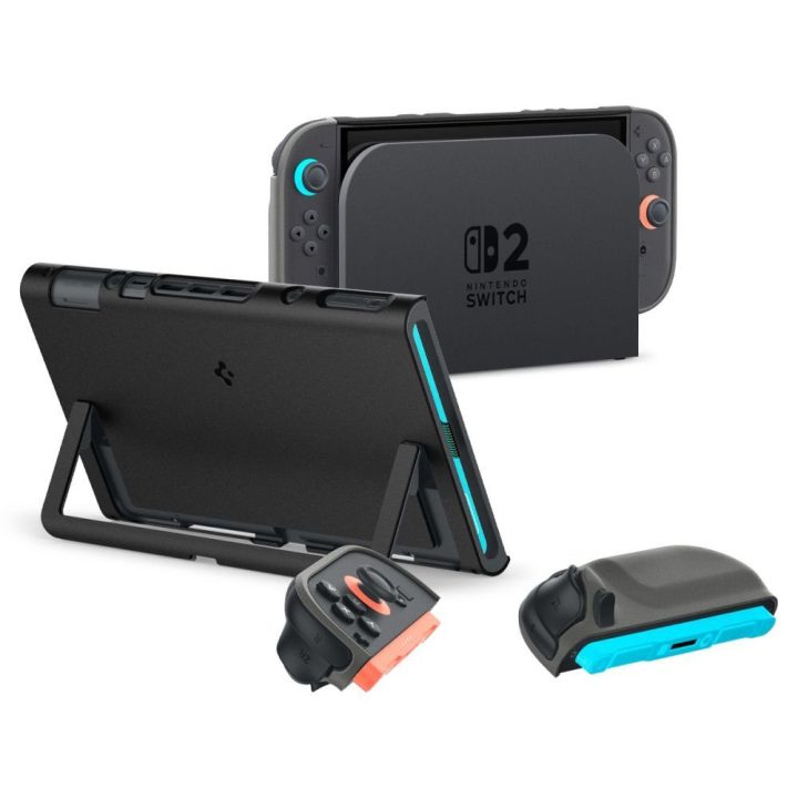 Dėklas juodas Nintendo Switch 2 Spigen Nano Pop – patogiai apsaugai ir žaidimų malonumui.