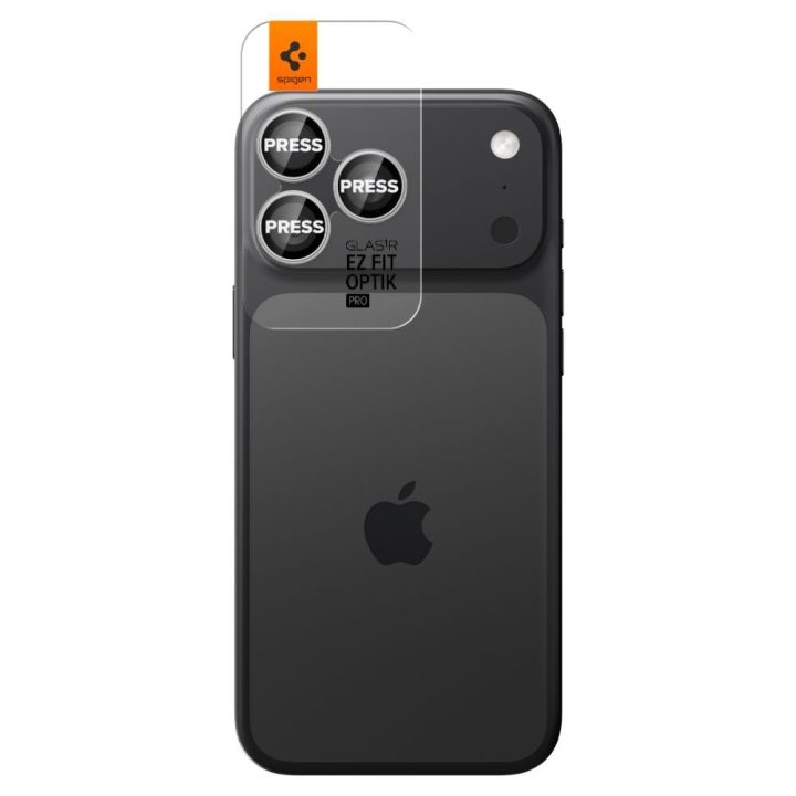 Stikliukas kamerai iPhone 16 Pro Max Spigen Optik Pro – objektyvo apsaugai ir vaizdo raiškai.