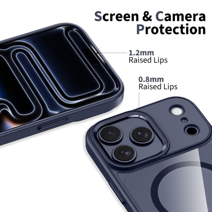 Dėklas MagMat skaidrus mėlynas iPhone 17 Pro – apsaugai ir stiliui kasdien.