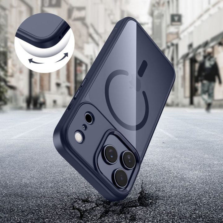 Dėklas MagMat skaidrus mėlynas iPhone 17 Pro – apsaugai ir stiliui kasdien.