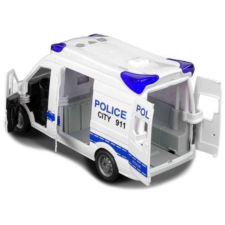 Žaislinė policijos mašina su garsais ir šviesomis – nuotykiams ir kūrybiškiems žaidimams.