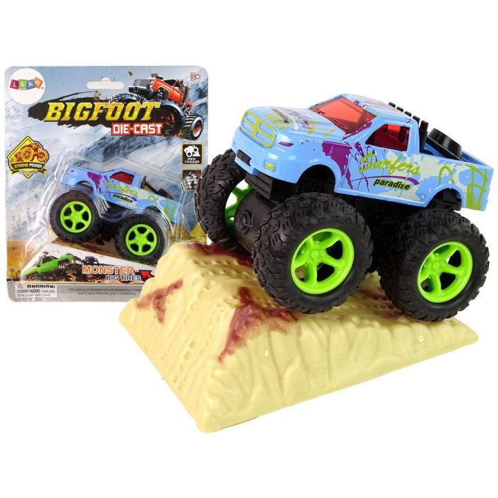 Žaislinis automobilis Monster Truck su guminiais ratais – nuotykiams ir greičiui žaidimuose.