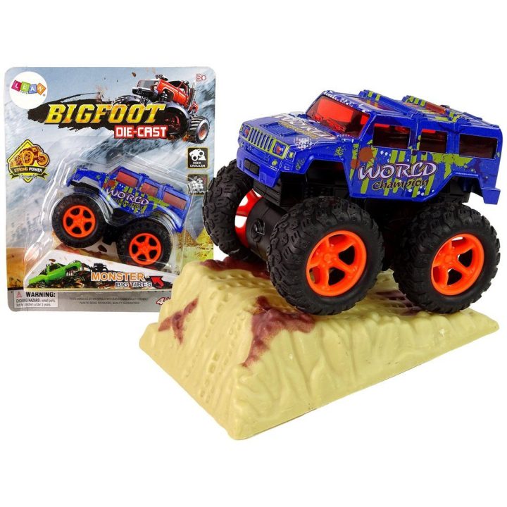 Žaislinis automobilis Monster Truck su guminiais ratais – nuotykiams ir greičiui žaidimuose.