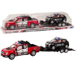 Žaislinis policijos visureigis su vilkiko priekaba – nuotykiams ir vaizduotei be ribų.