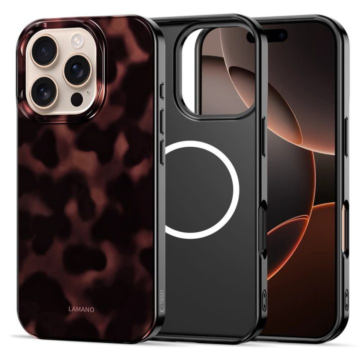 iPhone 16 Pro dėklas juodas su raudonais akcentais