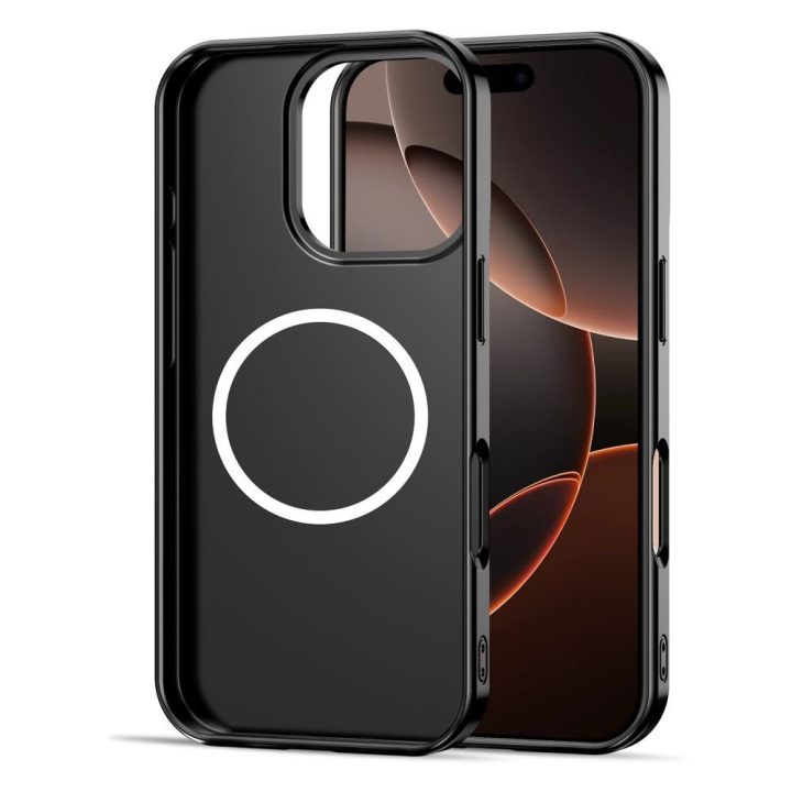 iPhone 16 Pro dėklas juodas su raudonais akcentais