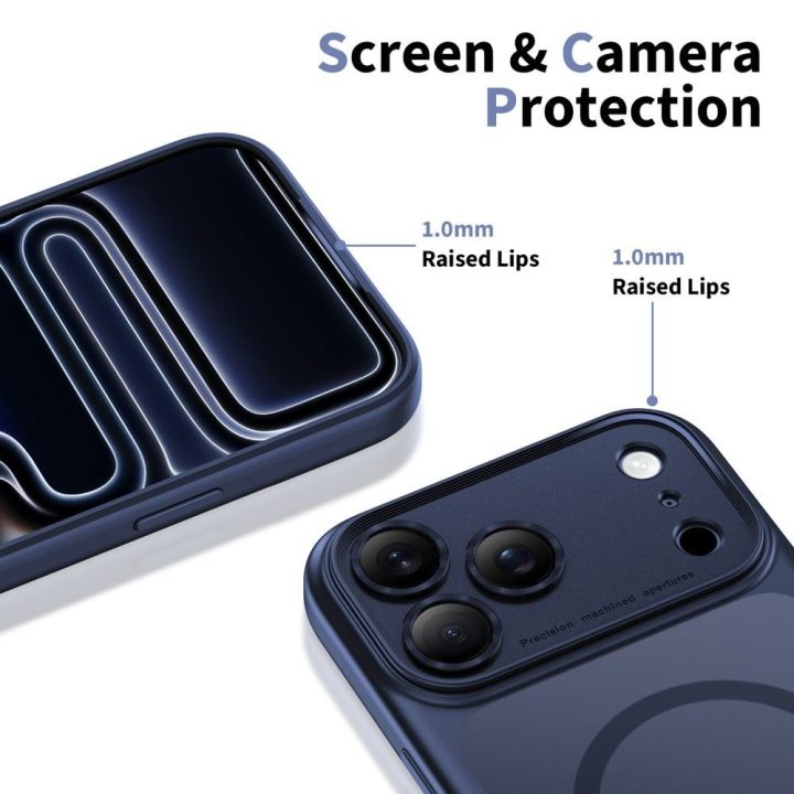 iPhone 17 Pro dėklas su MagSafe matinė mėlyna