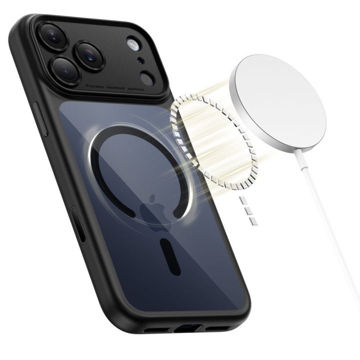 iPhone 17 Pro Max dėklas skaidrus juodas su MagSafe