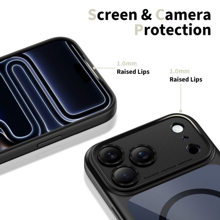 iPhone 17 Pro Max dėklas skaidrus juodas su MagSafe