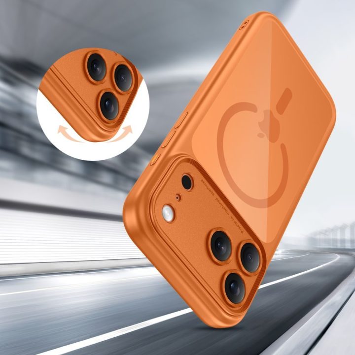 iPhone 17 Pro dėklas skaidrus oranžinis su MagSafe
