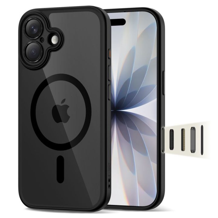 iPhone 17 dėklas skaidrus juodas su MagSafe
