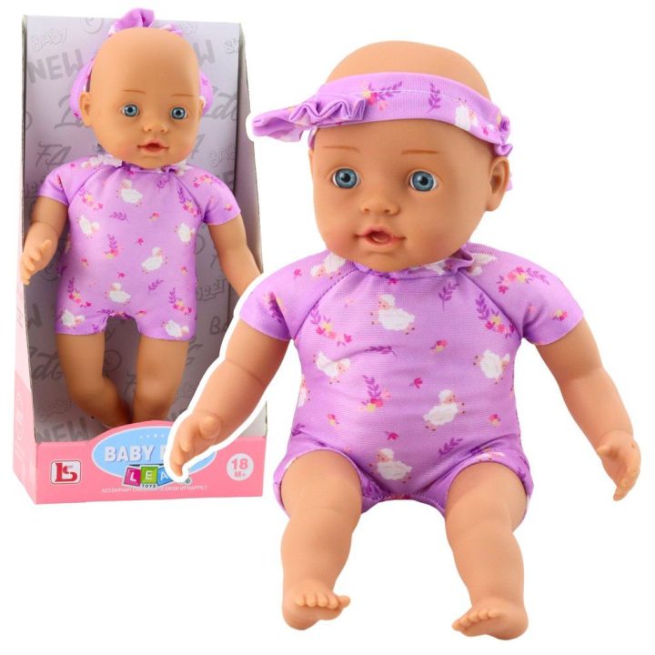 Lėlė 31 cm purpuriniame bodži su minkštu pilvuku ir kaspinėliu Kidoozie