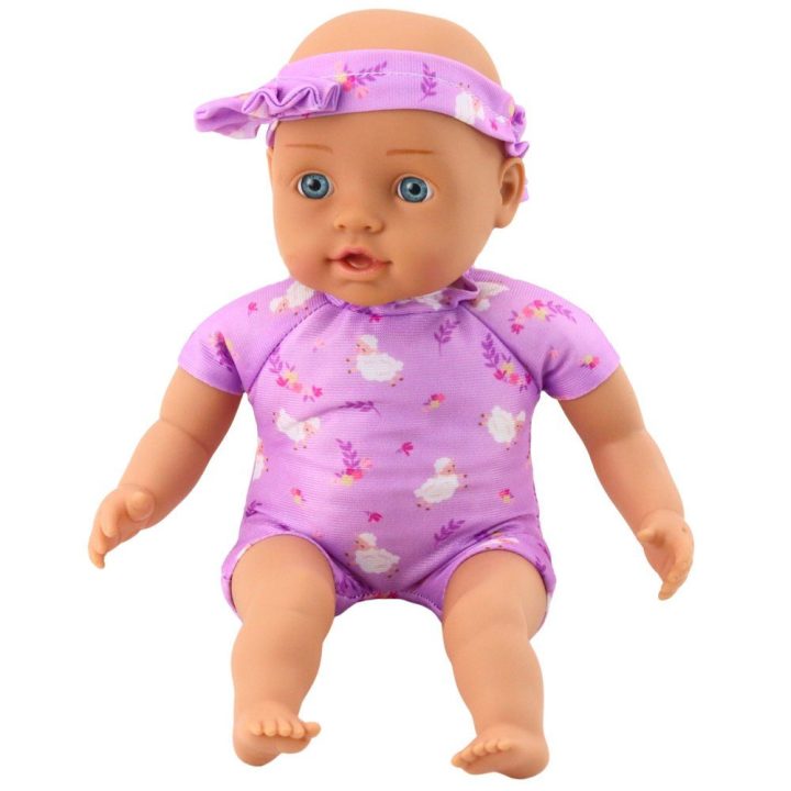 Lėlė 31 cm purpuriniame bodži su minkštu pilvuku ir kaspinėliu Kidoozie
