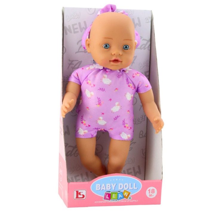 Lėlė 31 cm purpuriniame bodži su minkštu pilvuku ir kaspinėliu Kidoozie