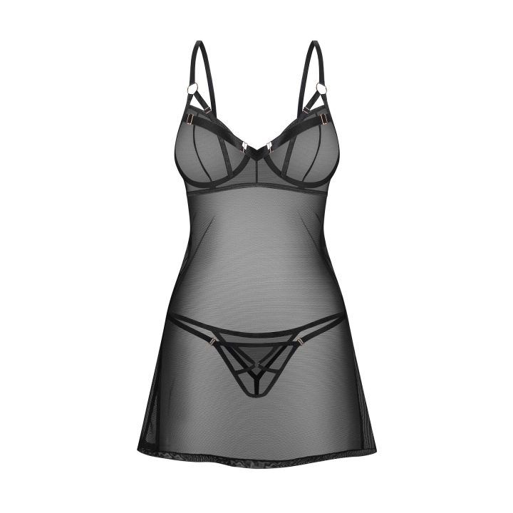 Naktinukai juodi Euridia Chemise – švelnus pasirinkimas
