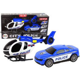Žaislų rinkinys sraigtasparnis ir policijos automobilis su garsu – lavinantis pasirinkimas