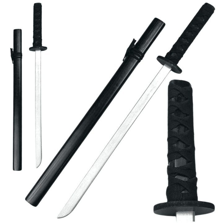 Medinis katana treniruočių kardas juodas 70 cm – saugus pasirinkimas žaidimams