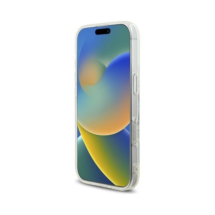 Dėklas iPhone 16 Pro Max Guess IML baltas su kristalais – stilingas pasirinkimas