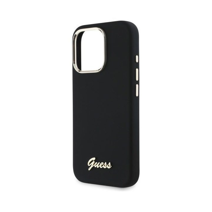Dėklas iPhone 16 Pro Guess Silicone Script juodas – patikimas pasirinkimas