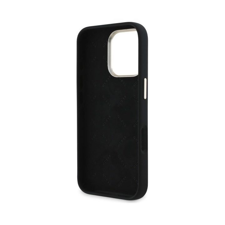 Dėklas iPhone 16 Pro Guess Silicone Script juodas – patikimas pasirinkimas