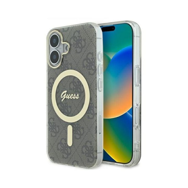 Dėklas iPhone 16 Plus Guess IML 4G rudas – patikimas pasirinkimas