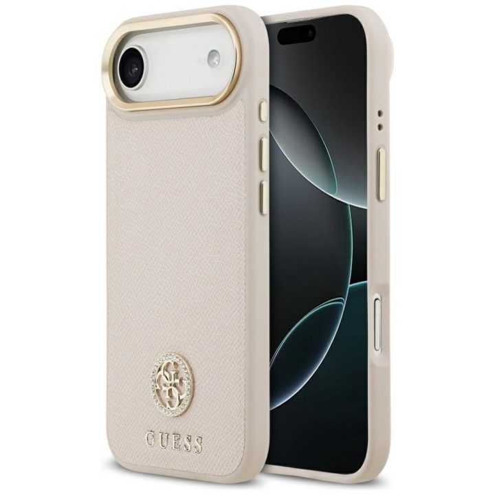 Dėklas iPhone Guess Grained Strass MagSafe rožinis – stilingas pasirinkimas