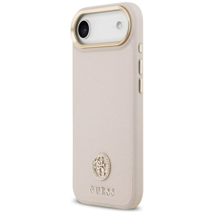 Dėklas iPhone Guess Grained Strass MagSafe rožinis – stilingas pasirinkimas