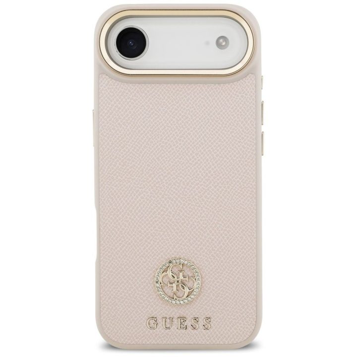 Dėklas iPhone Guess Grained Strass MagSafe rožinis – stilingas pasirinkimas