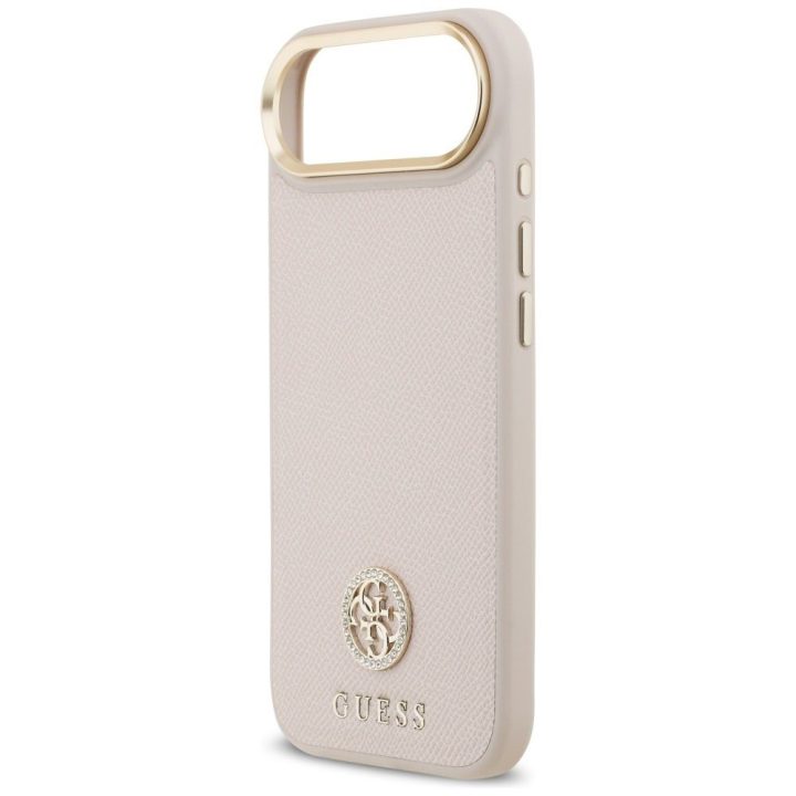 Dėklas iPhone Guess Grained Strass MagSafe rožinis – stilingas pasirinkimas