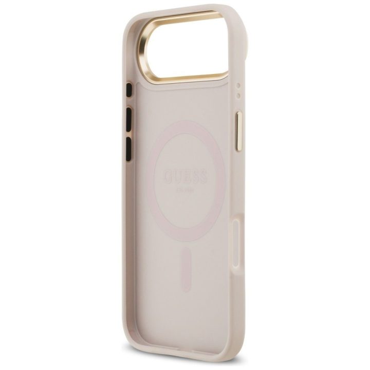 Dėklas iPhone Guess Grained Strass MagSafe rožinis – stilingas pasirinkimas