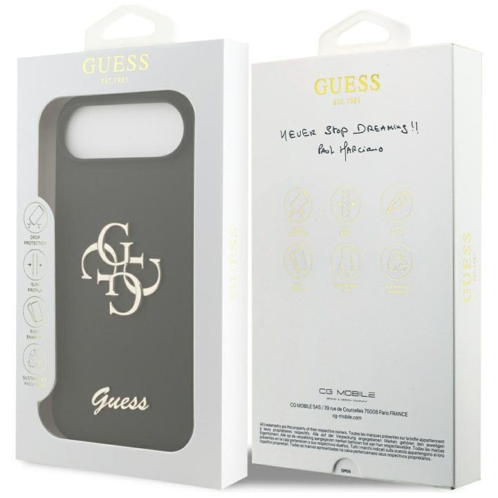 Dėklas iPhone Air Guess Silicone Big 4G Script juodas – patikimas pasirinkimas