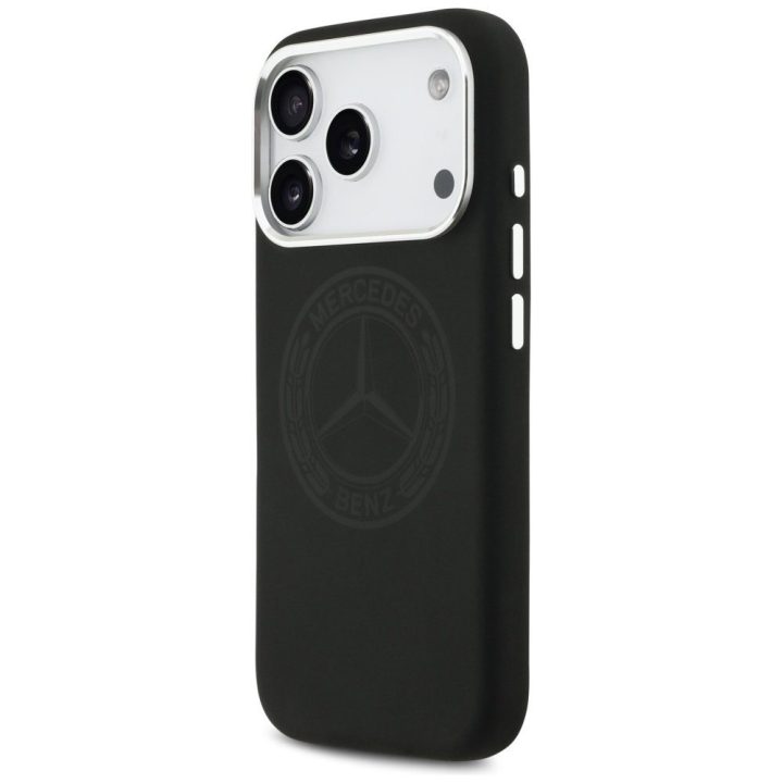 Dėklas iPhone 17 Pro Mercedes silikoninis juodas – elegantiškas pasirinkimas