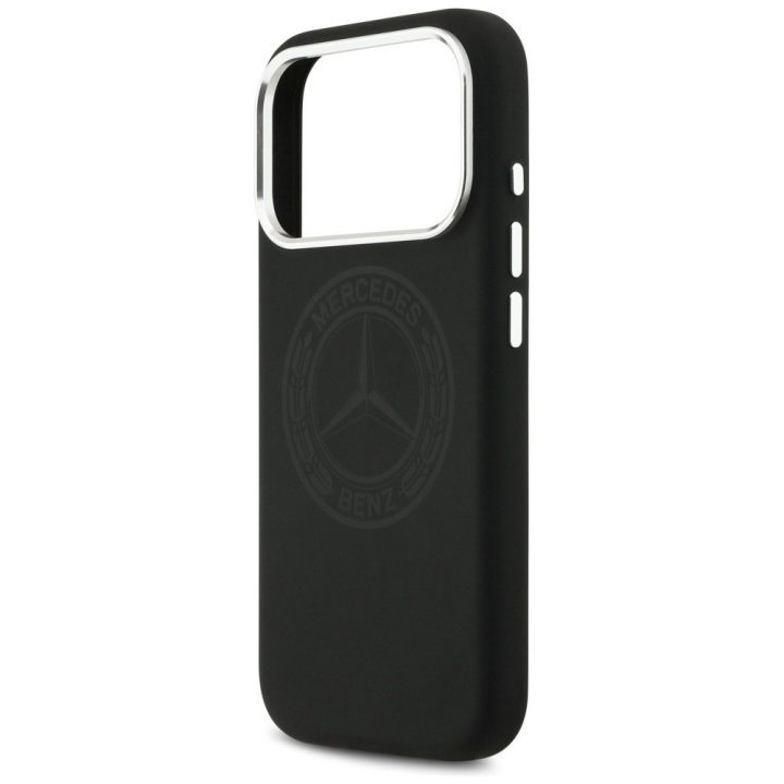 Dėklas iPhone 17 Pro Mercedes silikoninis juodas – elegantiškas pasirinkimas