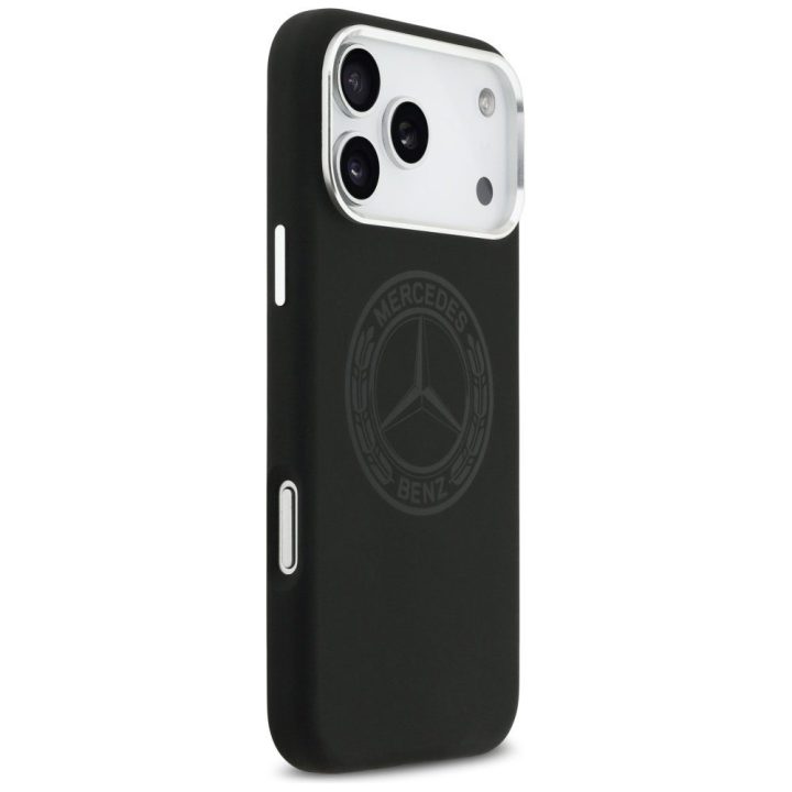 Dėklas iPhone 17 Pro Max Mercedes silikoninis juodas – stilingas pasirinkimas