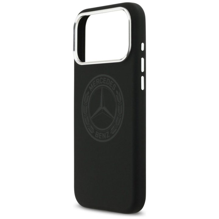 Dėklas iPhone 17 Pro Max Mercedes silikoninis juodas – stilingas pasirinkimas