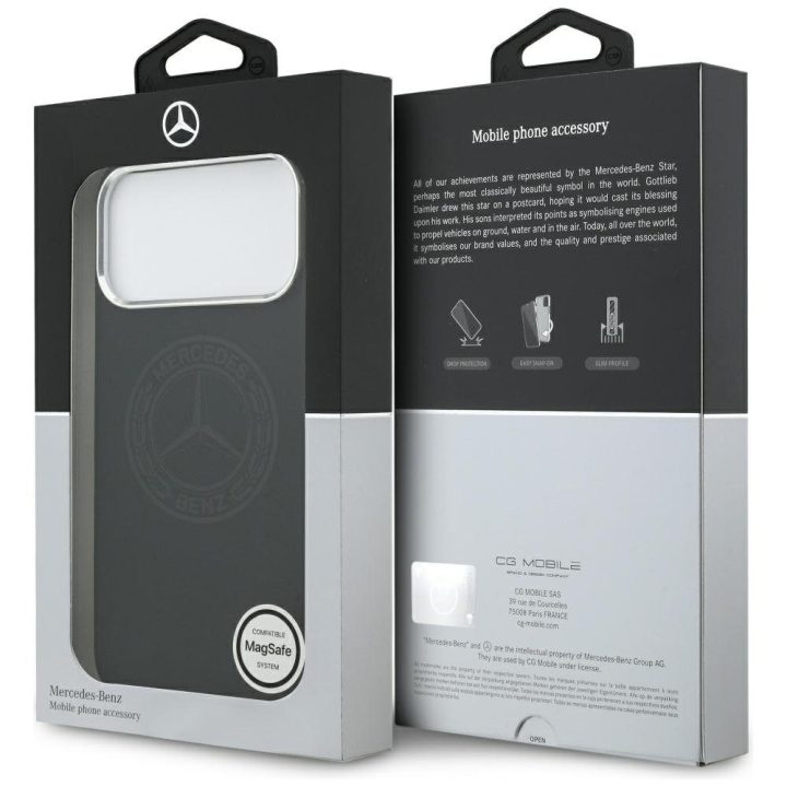 Dėklas iPhone 17 Pro Max Mercedes silikoninis juodas – stilingas pasirinkimas