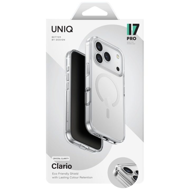 Dėklas iPhone 17 Pro Uniq Clario MagClick permatomas – patikimas pasirinkimas