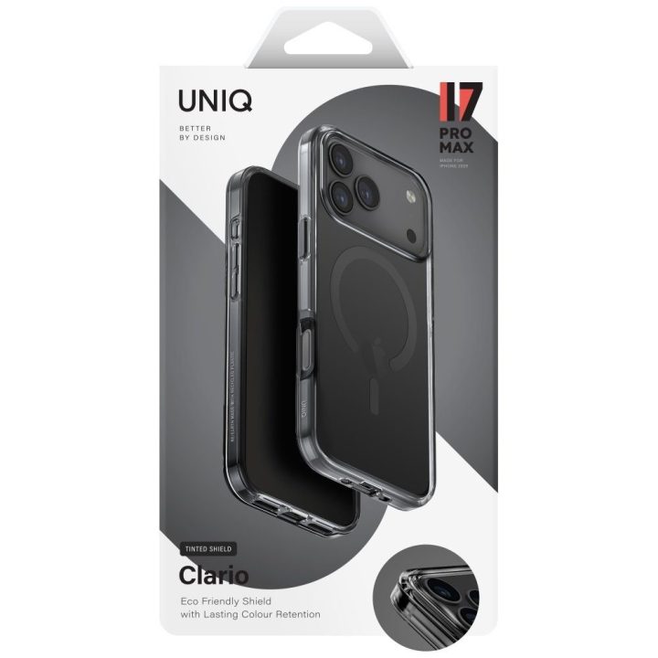Dėklas iPhone 17 Pro Max Uniq Clario MagClick juodas – patikimas pasirinkimas