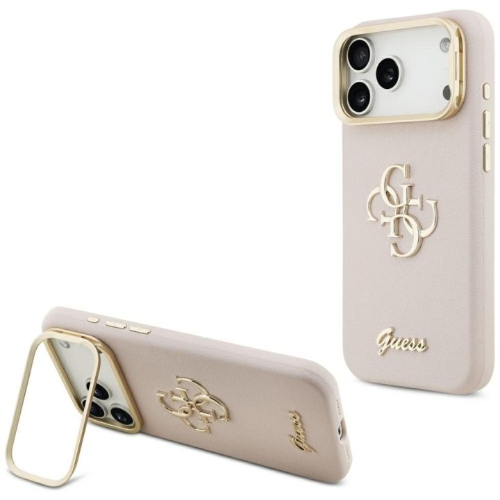 Dėklas iPhone 17 Pro Max Guess Grained 4G rožinis – stilingas pasirinkimas