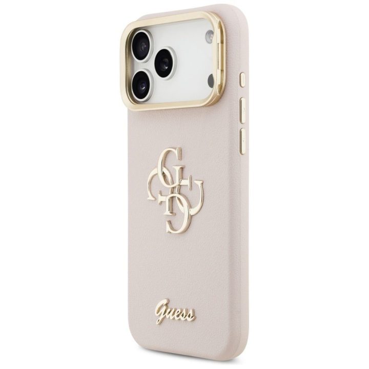 Dėklas iPhone 17 Pro Max Guess Grained 4G rožinis – stilingas pasirinkimas