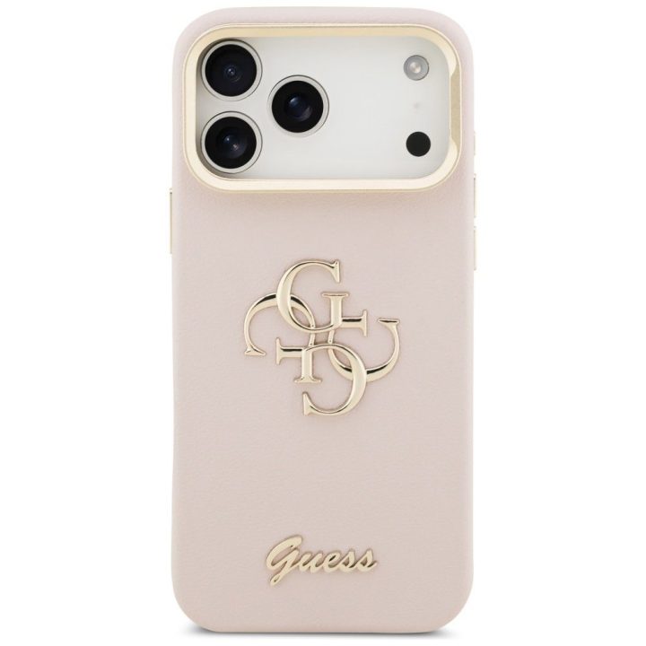 Dėklas iPhone 17 Pro Max Guess Grained 4G rožinis – stilingas pasirinkimas