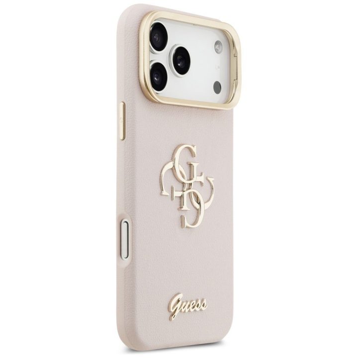 Dėklas iPhone 17 Pro Max Guess Grained 4G rožinis – stilingas pasirinkimas