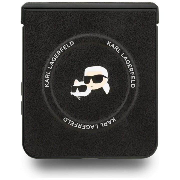 Dėklas Samsung Galaxy Z Flip 7 Karl Lagerfeld Karl&Choupette juodas – stilingas pasirinkimas